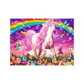 Puzzle unicorn si curcubeu 100 piese starline cu sclipici